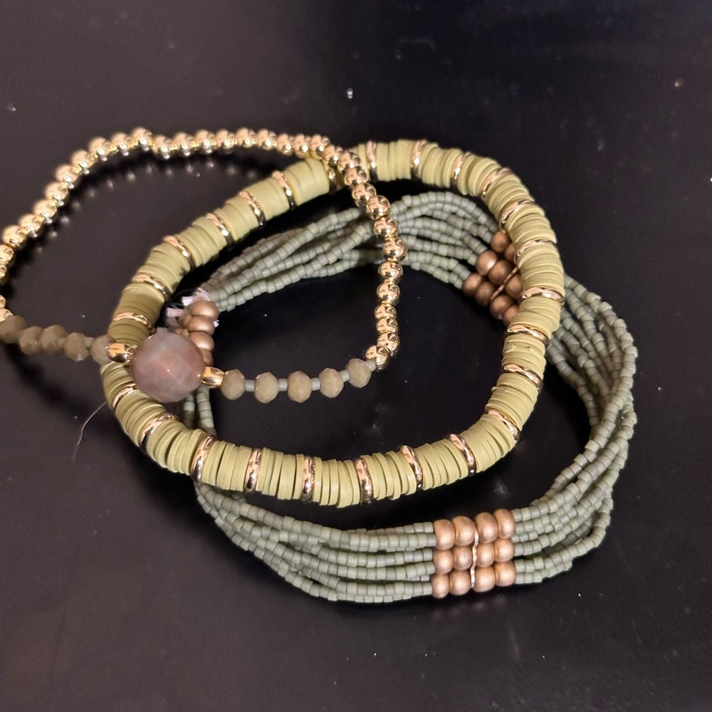 Green and Gold Bracelets